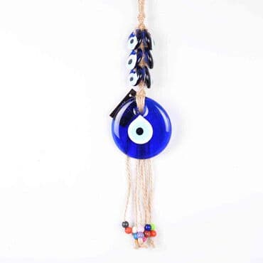Evil Eye Macrame Oval Shaped Six Bead Knitted Detailed Wall Hanging