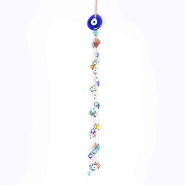 Evil Eye Macrame Oval Shaped Multi Bead Tasseled Detailed Wall Hanging