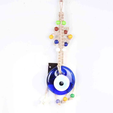 Evil Eye Macrame Oval Shaped Colorful Multi Bead Detailed Wall Hanging