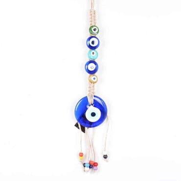Evil Eye Macrame Oval Shaped Five Bead Detailed Wall Hanging