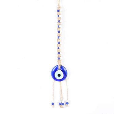 Evil Eye Macrame Oval Shaped Single Row Knitted Bead Detailed Wall Hanging