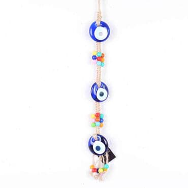 Evil Eye Macrame Triple Oval Shaped Knitted Bead Detailed Wall Hanging