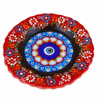 Nazar Temalı Çini Myros Resim Tabak 18 cm  - 15