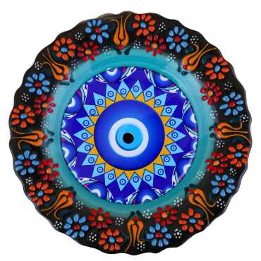 Nazar Temalı Çini Myros Resim Tabak 18 cm  - 4