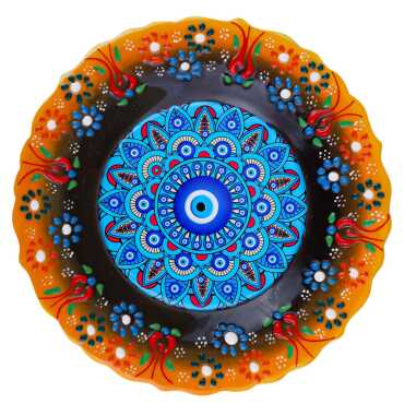 Nazar Temalı Çini Myros Resim Tabak 18 cm  - 5