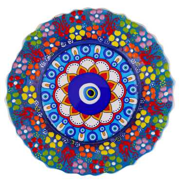 Nazar Temalı Çini Myros Resim Tabak 18 cm  - 6