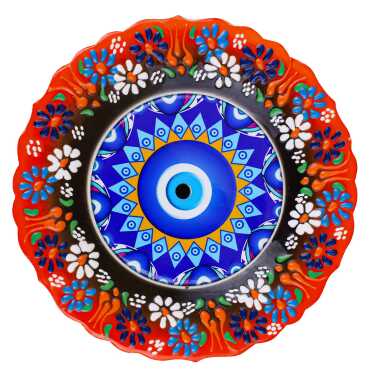 Nazar Temalı Çini Myros Resim Tabak 18 cm  - 8