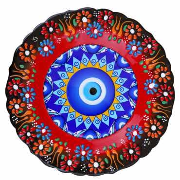 Nazar Temalı Çini Myros Resim Tabak 18 cm  - 9