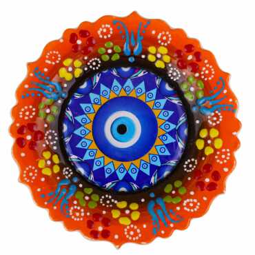 Nazar Temalı Çini Myros Resim Tabak 18 cm  - 12