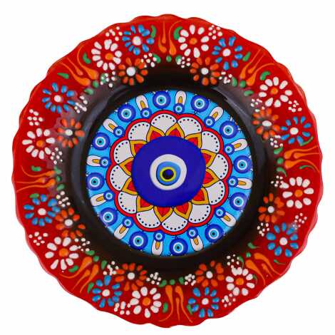 Nazar Temalı Çini Myros Resim Tabak 18 cm - 1