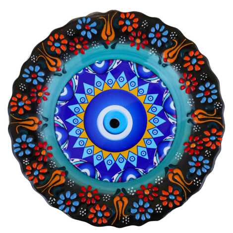 Nazar Temalı Çini Myros Resim Tabak 18 cm - 4