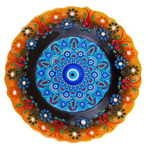 Nazar Temalı Çini Myros Resim Tabak 18 cm - 5