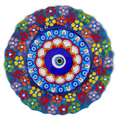 Nazar Temalı Çini Myros Resim Tabak 18 cm - 6