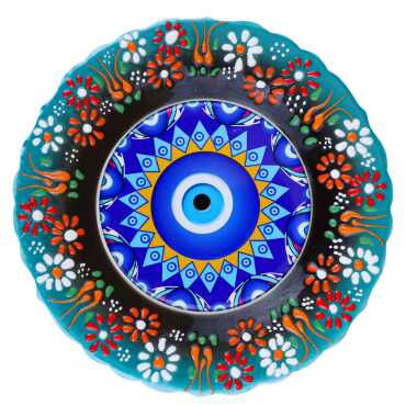 Nazar Temalı Çini Myros Resim Tabak 18 cm - 7