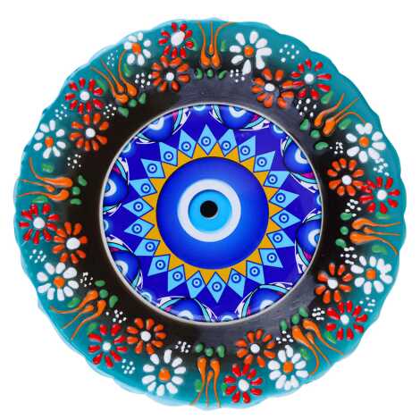 Nazar Temalı Çini Myros Resim Tabak 18 cm - 7