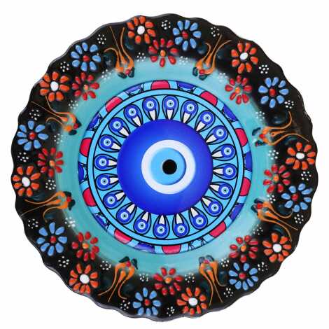 Nazar Temalı Çini Myros Resim Tabak 18 cm - 10