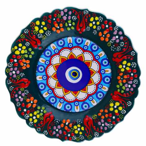 Nazar Temalı Çini Myros Resim Tabak 18 cm - 11