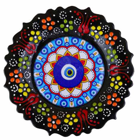 Nazar Temalı Çini Myros Resim Tabak 18 cm - 13