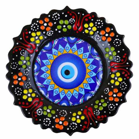 Nazar Temalı Çini Myros Resim Tabak 18 cm - 14