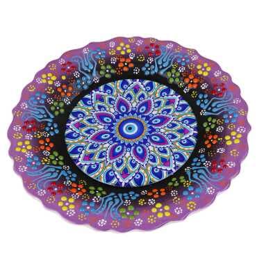 Nazar Temalı Çini Myros Resim Tabak 25 cm  - 11