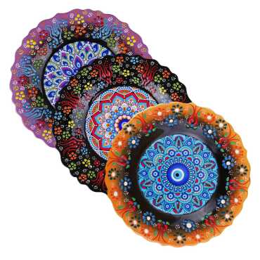 Nazar Temalı Çini Myros Resim Tabak 25 cm  - 2
