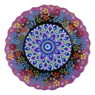 Nazar Temalı Çini Myros Resim Tabak 25 cm  - 3
