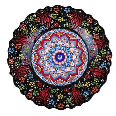 Nazar Temalı Çini Myros Resim Tabak 25 cm  - 4