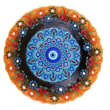 Nazar Temalı Çini Myros Resim Tabak 25 cm  - 5