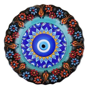 Nazar Temalı Çini Myros Resim Tabak 25 cm  - 6