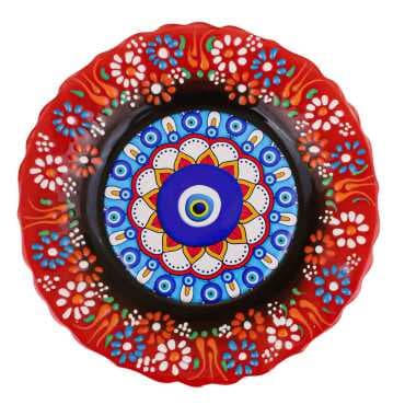 Nazar Temalı Çini Myros Resim Tabak 25 cm  - 7