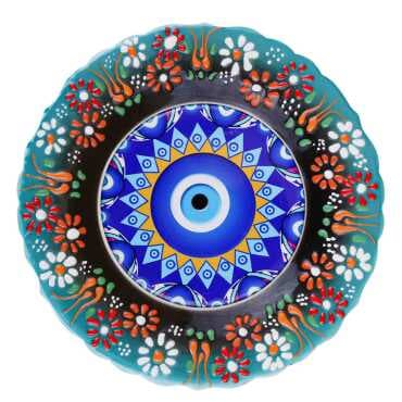 Nazar Temalı Çini Myros Resim Tabak 25 cm  - 8