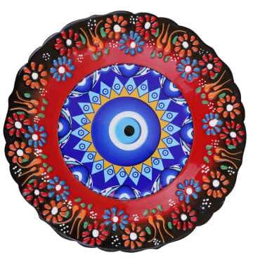 Nazar Temalı Çini Myros Resim Tabak 25 cm  - 9