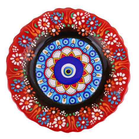 Nazar Temalı Çini Myros Resim Tabak 25 cm - 7