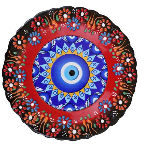 Nazar Temalı Çini Myros Resim Tabak 25 cm - 9