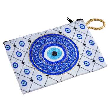 Nazar Temalı Dokuma Minik Cüzdan 75x110 mm - 8