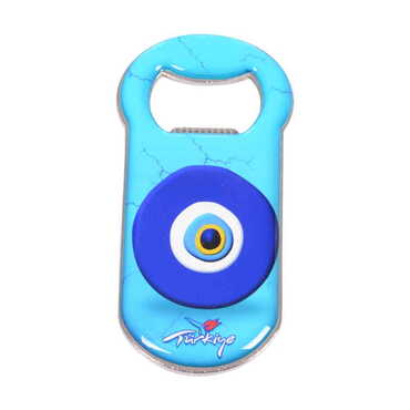 Myros - Nazar Temalı Myros Metal Klasik Açacak Magnet 90x45 mm