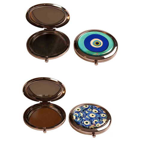 Toptan Nazar Temalı Myros Metal Yuvarlak Ayna 70x11 mm - 2