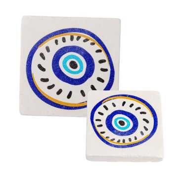 Nazar Temalı Myros Taş Magnet 60x45 mm - Myros