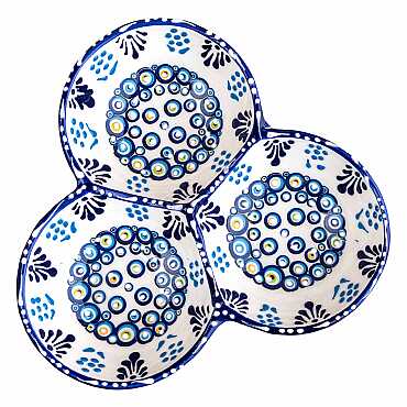 Nazar Temalı Özel Kabartma Üçlü Yuvarlak Çerezlik Orta 18 Cm - 4