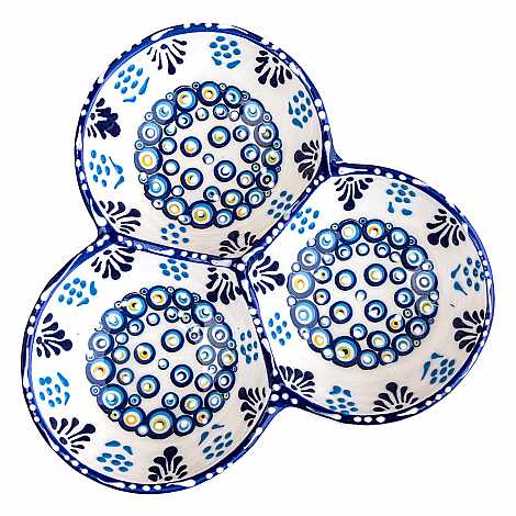 Nazar Temalı Özel Kabartma Üçlü Yuvarlak Çerezlik Orta 18 Cm - 4