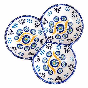 Nazar Temalı Özel Kabartma Üçlü Yuvarlak Çerezlik Orta 18 Cm - 5