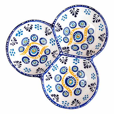 Nazar Temalı Özel Kabartma Üçlü Yuvarlak Çerezlik Orta 18 Cm - 5