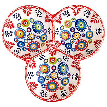 Nazar Temalı Özel Kabartma Üçlü Yuvarlak Çerezlik Orta 18 Cm - 6