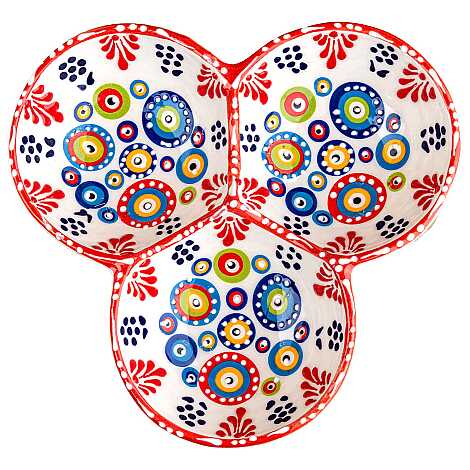 Nazar Temalı Özel Kabartma Üçlü Yuvarlak Çerezlik Orta 18 Cm - 6