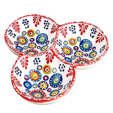 Nazar Temalı Özel Kabartma Üçlü Yuvarlak Çerezlik Orta 18 Cm - 2