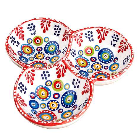 Nazar Temalı Özel Kabartma Üçlü Yuvarlak Çerezlik Orta 18 Cm - 2