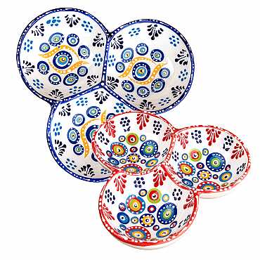 Nazar Temalı Özel Kabartma Üçlü Yuvarlak Çerezlik Orta 18 Cm - 3