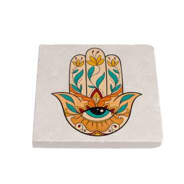 Evil Eye Themed Stone Coaster 100x100 mm - Standart - 2
