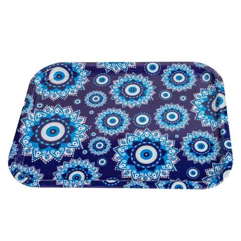 Nazar Themed Large Rectangular Metal Tray 295x225 Cm - 2