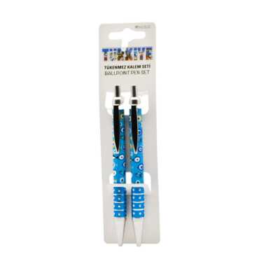 Nazar Themed Push Button Ballpoint Pen Set Duo - Myros